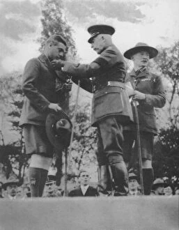 Scouts Gallery: The Prince of Wales being invested with the Silver Wolf by the Duke of Connaught, 1922 (1936)