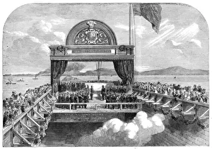 Pulley Prints: The Prince of Wales laying the last stone of the Victoria Bridge over the St