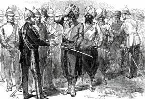 The Prince of Wales receiving the survivors of the Defence of Lucknow...1876. Creator: C.R