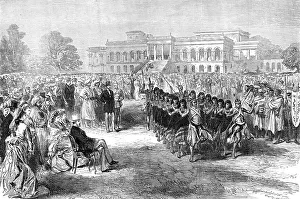 East Meets West Prints: The Prince of Wales seeing a Dance of Wild Hillmen at Calcutta, 1876. Creator: Unknown