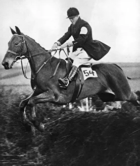 Jump Prints: The Prince of Wales taking a fence in the bridge of Guards Challenge Cup race, c1930s