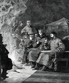 Camping Prints: The Prince of Wales in the Terai: the camp fire after dinner...1876. Creator: Unknown