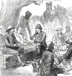 Simpson W Prints: The Prince of Wales in the Terai: Tiffin in the Jungle...1876. Creator: C.R