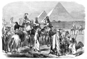 Viceroy Prints: The Prince of Wales Visit to Egypt: a portion of the Royal Party leaving the encampment