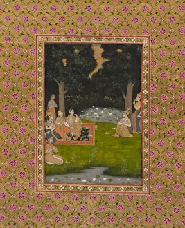 Lucknow Prints: Princely ascetic in the forest visited by ladies, c. 1760. Creator: Unknown