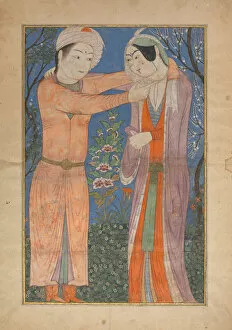 Opaque Watercolour And Gold On Paper Gallery: Princely Couple, 1400-1405. Creator: Unknown