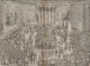 Banquet Hall Gallery: The Princely Meal (Die Fürstliche Mahlzeit), from a series depicting the wedding of Wolfga... 1614
