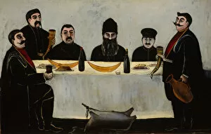 Six Princes (Feast), 1905-1907. Artist: Pirosmani, Niko (1862-1918)