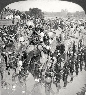 Elephant Prints: Princes in the Grand State Entry, Durbar, Delhi, India. Artist: Underwood & Underwood