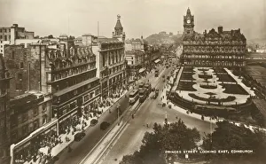 Trolley Bus Prints: Princes Street Looking East, Edinburgh, c1920s. Creator: Unknown