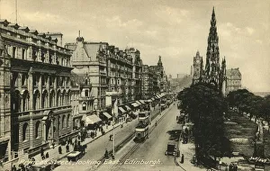 Princes Street Looking East, Edinburgh, c1920s. Creator: Unknown
