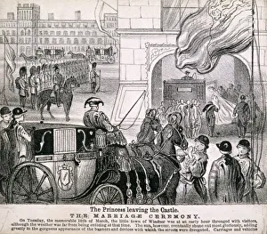 Alexandra Princess Of Denmark Collection: Princess Alexandra getting in her coach to leave Windsor Castle for her wedding, March 1863