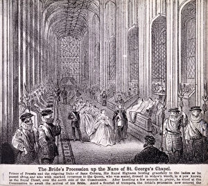 Alexandra Of Denmark Collection: Princess Alexandra processing up the nave of St Georges Chapel, Windsor Castle, 1863