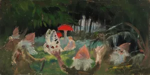 Torsten Gideon Wasastjerna Prints: The Princess and a Butterfly Underneath a Fly Agaric