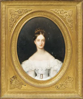 Gouache On Horn Prints: Princess Clementine of Orleans (1817-1907)