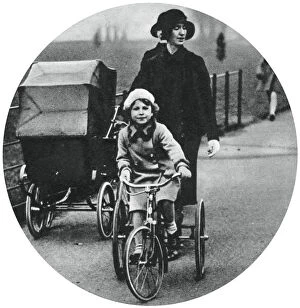 Images Dated 15th August 2006: Princess Elizabeth riding a tricycle, March 1932, (1937)