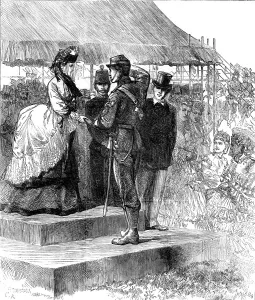 Dss Of Argyll Prints: Princess Louise presenting the prizes at Wimbledon, 1871. Creator: Unknown