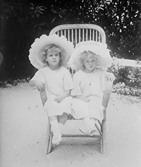 Princess Marguerite and Theodora of Greece, seated together in chair, 1910. Creator: Bain News Service