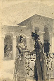 Vrubel Prints: Princess Mary and Grushnitsky. Illustration to the novel A Hero of Our Time by Mikhail Lermontov