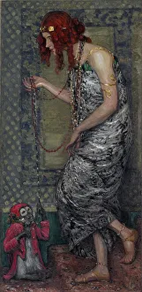 Latvia Prints: The Princess and the Monkey, 1913. Artist: Rozentals, Janis (1866-1916)