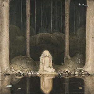 Among Gnomes And Trolls Gallery: Princess Tuvstarr is still sitting there wistfully looking into the water, 1913