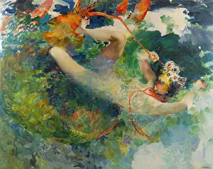 Filipp Andreyevich 1869 1940 Prints: Princess Vasilisa and the Giant Lobster (after the Fairy tale Fire-bird and Princess Vasilissa)