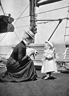 Princess Victoria Collection: Princess Victoria (1868-1935) with Prince Olav of Norway (1903-1991), 1908.Artist: Queen Alexandra