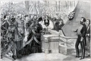 The Princess of Wales launching the new ironclad ship Alexandra, 1875