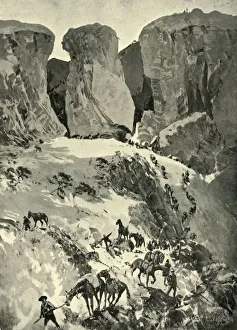 Transvaal Prints: Prinsloos Commando Retreating to the Brandwater Basin after the Fight at Retiefs Nek, 1901