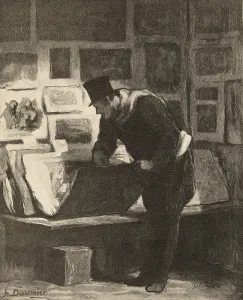 Leaning Forward Prints: The Print Collector, 19th century. Creator: Alfred Prunaire