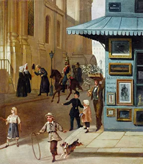 6th Arrondissement Prints: Print dealer at the corner of rue Mabillon and rue Saint-Sulpice