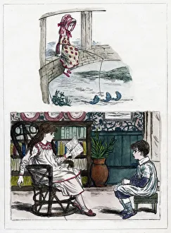 A print from The Little Folks Nature Painting Book by Kate Greenaway, c1880s