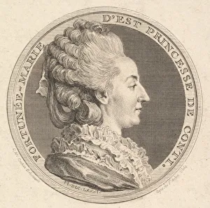 Charles Nicolas Cochin Ii Collection: Print of a Portrait Medal of Fortunee-Marie d Est, Princesse de Conti, 1781