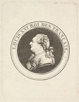 Augustin De Gallery: Print of a Portrait Medal of Louis XVI, possibly 1789-90