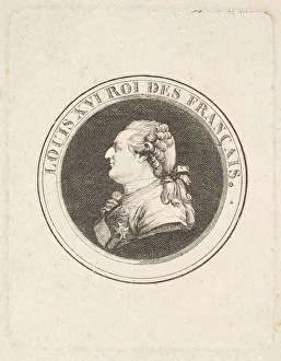 Augustin De Gallery: Print of a Portrait Medal of Louis XVI, possibly 1789-90