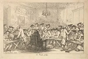 Auctioning Gallery: A Print Sale - A Night Auction, 1788. Creator: Thomas Rowlandson