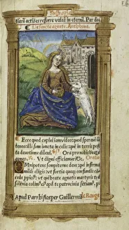 Printed Book of Hours (Use of Rome): fol. 112r, St. Agnes, 1510. Creator: Guillaume Le Rouge