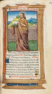 112 Printed Folios On Parchment Prints: Printed Book of Hours (Use of Rome): fol. 98r, St. John the Baptist, 1510. Creator
