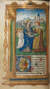 Printed Book of Hours (Use of Rome): fol. 29v, The Visitation, 1510. Creator: Guillaume Le Rouge