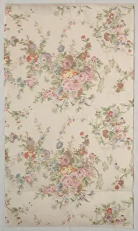 Late 19th Century Prints: Printed Silk with Flower Design, late 1800s. Creator: Unknown