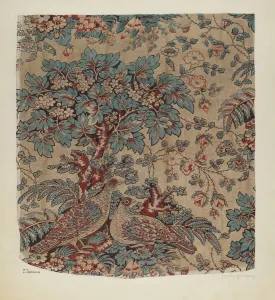 Cream Background Gallery: Printed Textile, c. 1941. Creator: Joseph Lubrano