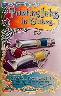 Typeface Gallery: Printing Inks in Tubes - Shackell, Edwards & Co. Ltd. advert, 1907. Artist: Shackell Edwards & Co