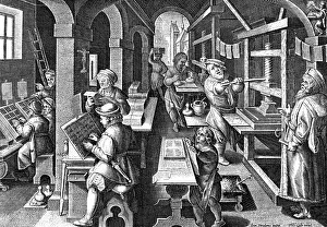 Joannes Stradanus Prints: Printing office, c1600