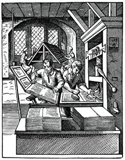 Printing Plate Prints: Printing Workshop, 16th century, (1870). Artist: Jost Amman