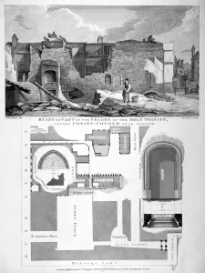 Robert Blemmell Prints: Priory of Holy Trinity, Dukes Place, City of London, 1825