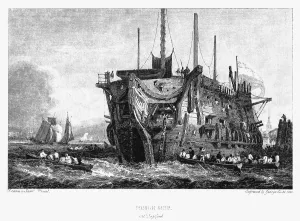 Deptford Gallery: Prison hulk at Deptford, London, c1826