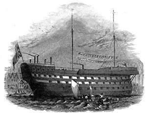 Woolwich Prints: Prison hulk Warrior at Woolwich, London, 1848