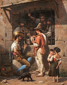 Nivaagaard Collection Prints: Prison Scene in Rome, 1837. Creator: Wilhelm Marstrand