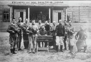 Prisoners Of War Prints: Prisoners of war, Berezovka, Siberia, between c1915 and c1920. Creator: Bain News Service