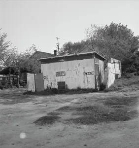 Refugee Camp Prints: Privy in cheap migratory camp, San Joaquin Valley